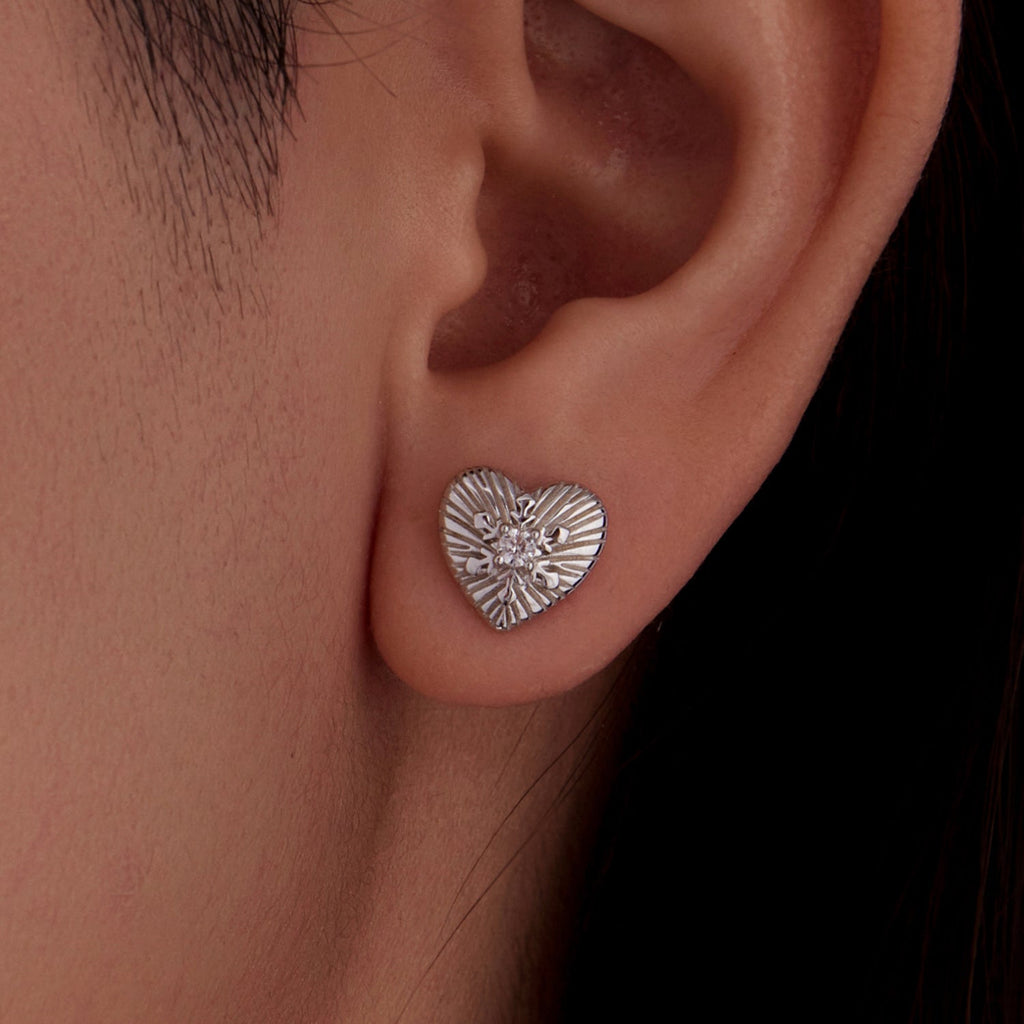 925 Sterling Silver Earrings with CZ in White Gold Plating for Women