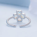 925 Sterling Silver Moonstone Clover Ring for Women