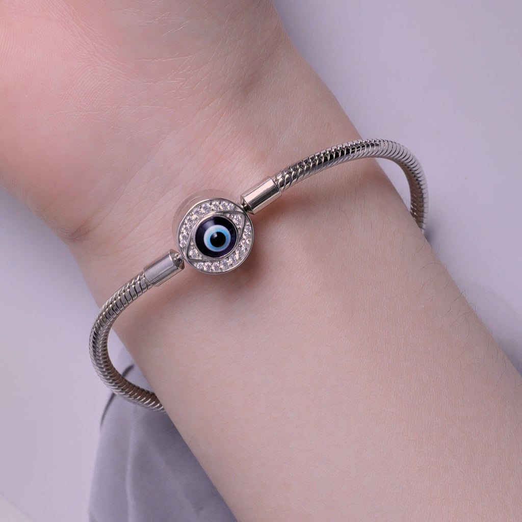 925 Sterling Silver Bracelet with CZ & Resin, Size 17.0