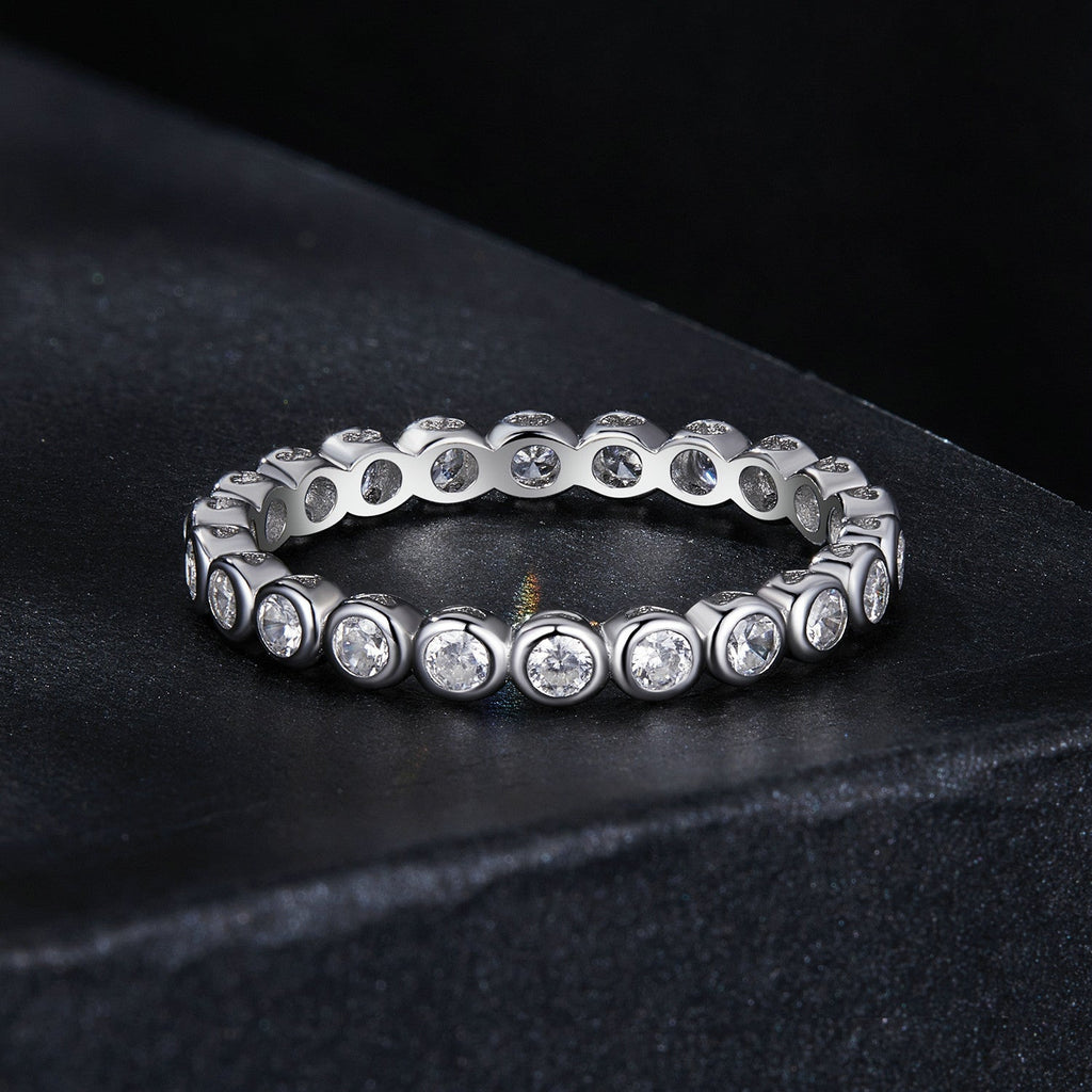 925 Sterling Silver 2mm Moissanite Ring Size 7 for Women