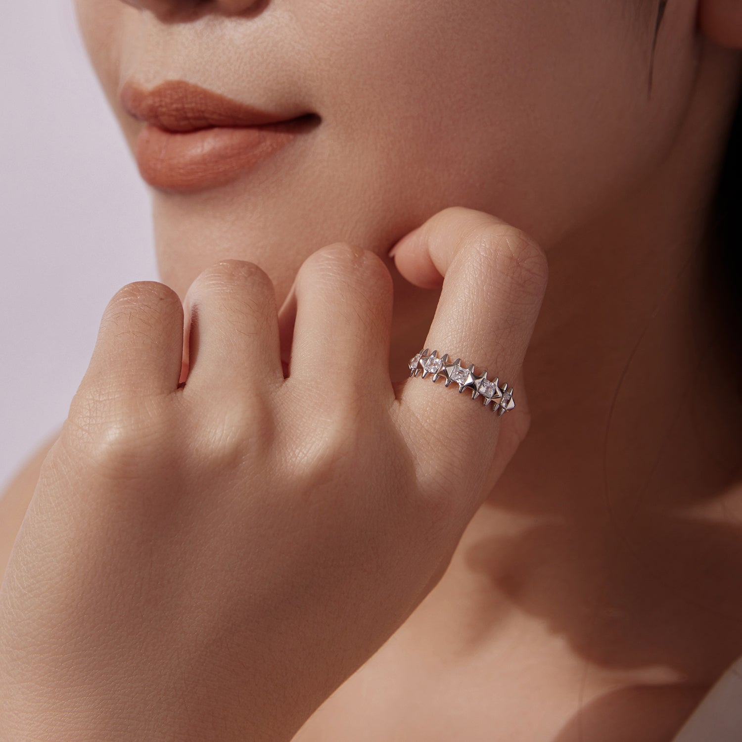 925 Sterling Silver 0.24cm White Gold Plated Ring with CZ for Women Size 6
