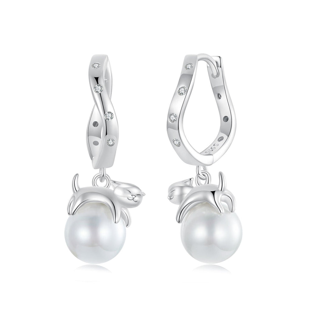 925 Sterling Silver Earrings with Quality Shell Pearl and CZ for Women