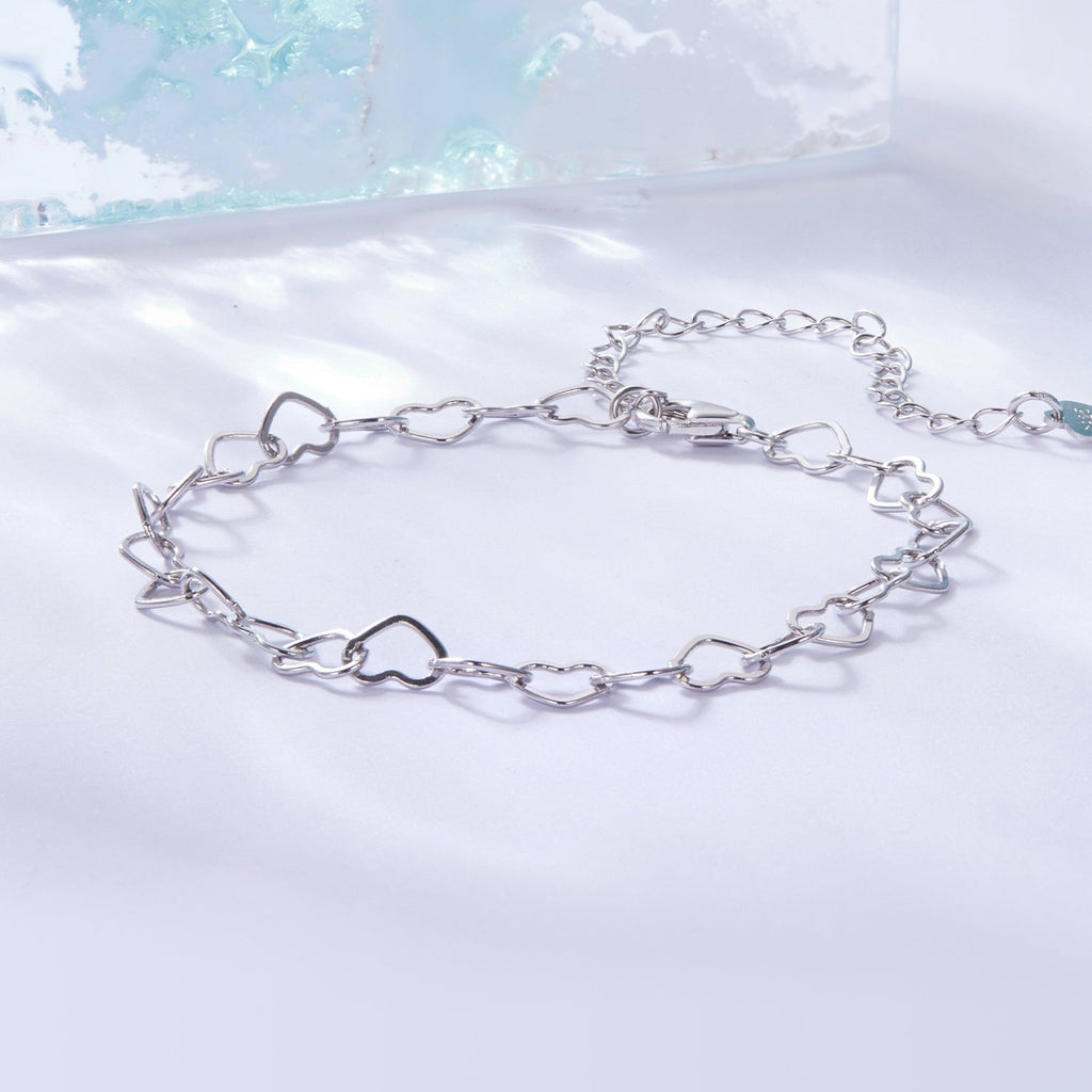 925 Sterling Silver Plated White Gold Adjustable Bracelet for Women