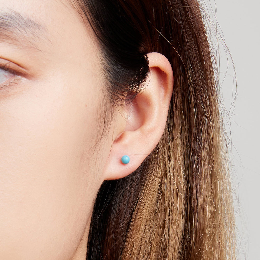 925 Sterling Silver Turquoise Earrings 0.4cm for Women