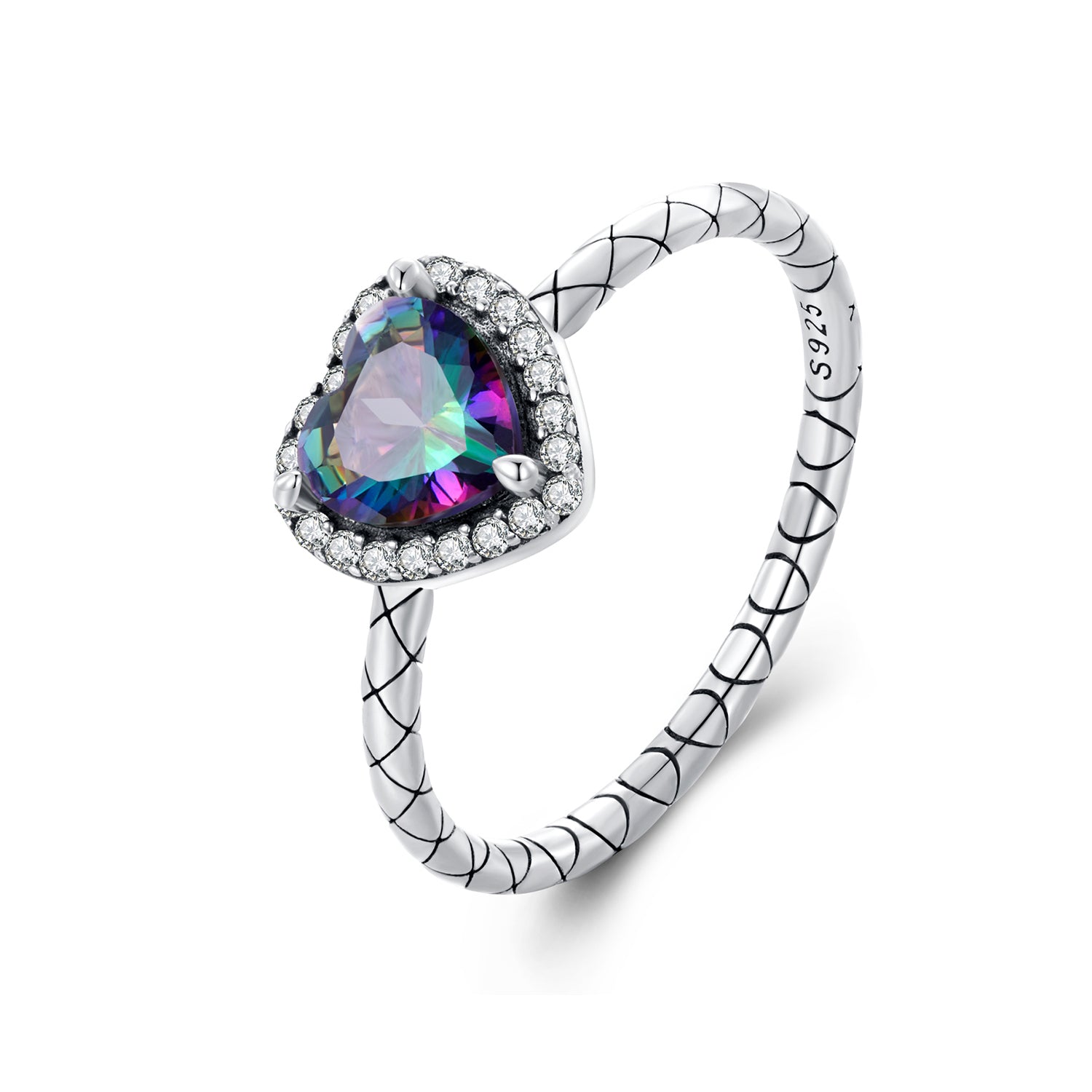 925 Sterling Silver Heart 8mm CZ Ring Size 6 for Women
