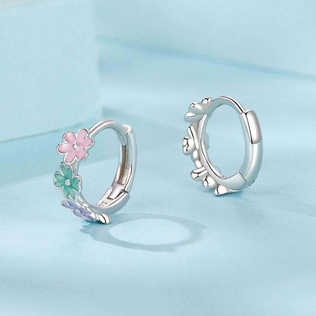 925 Sterling Silver Enamel White Gold Plated Earrings for Women
