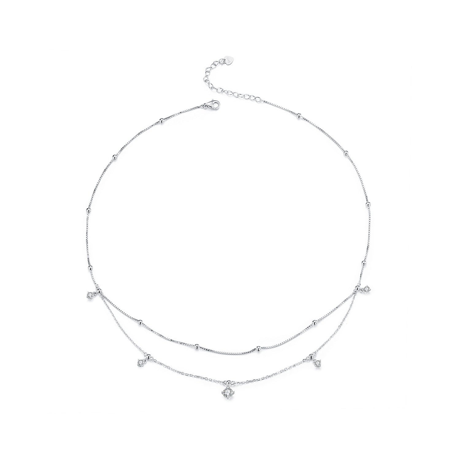 925 Sterling Silver Plated White Gold Moissanite Necklace 400+50mm for Women