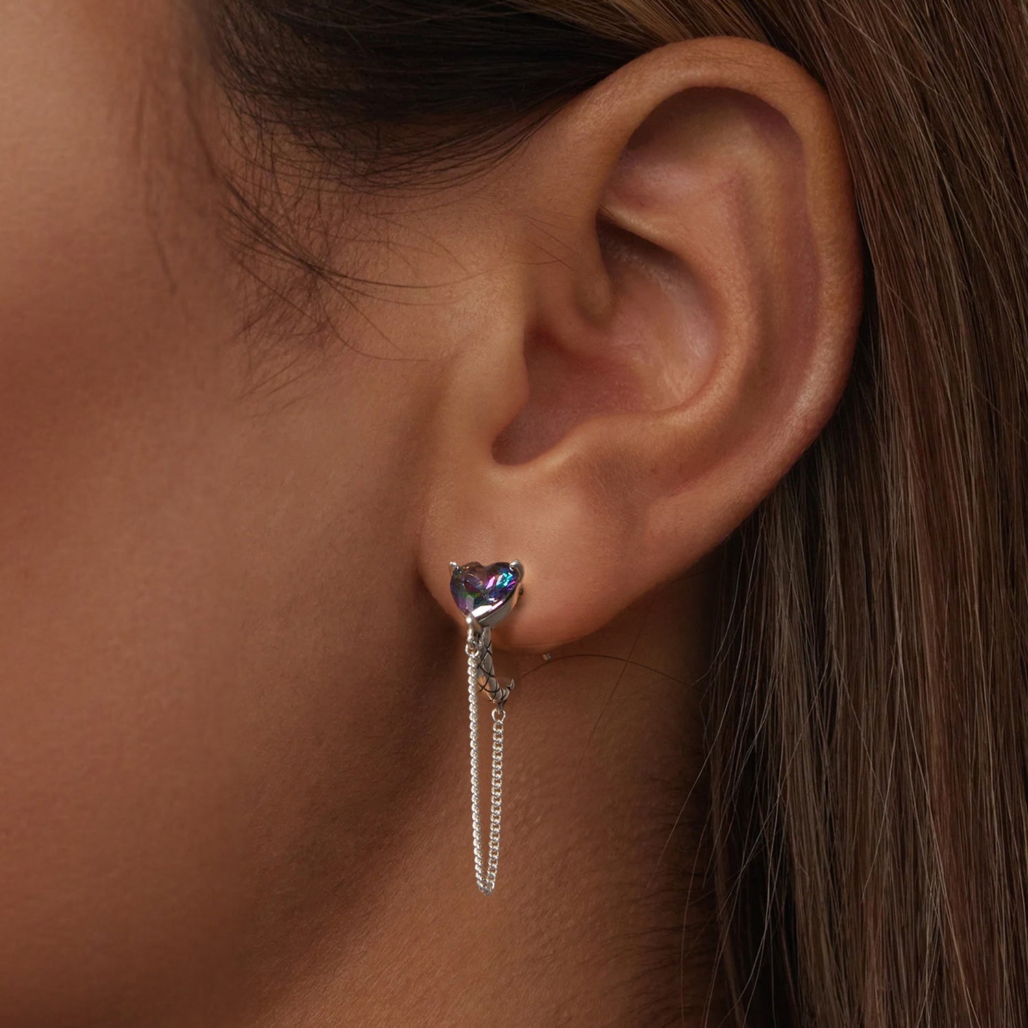 925 Sterling Silver Transparent Glass Earrings for Women