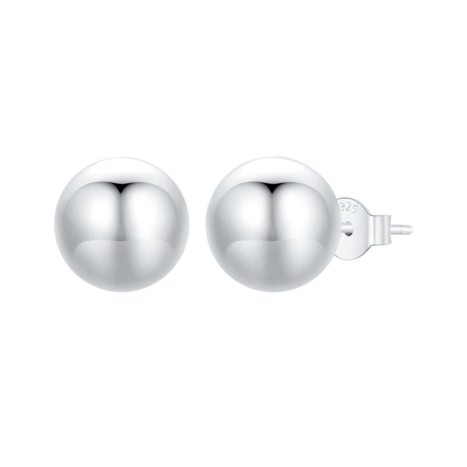 925 Sterling Silver Plated White Gold Earrings - 10mm for Women