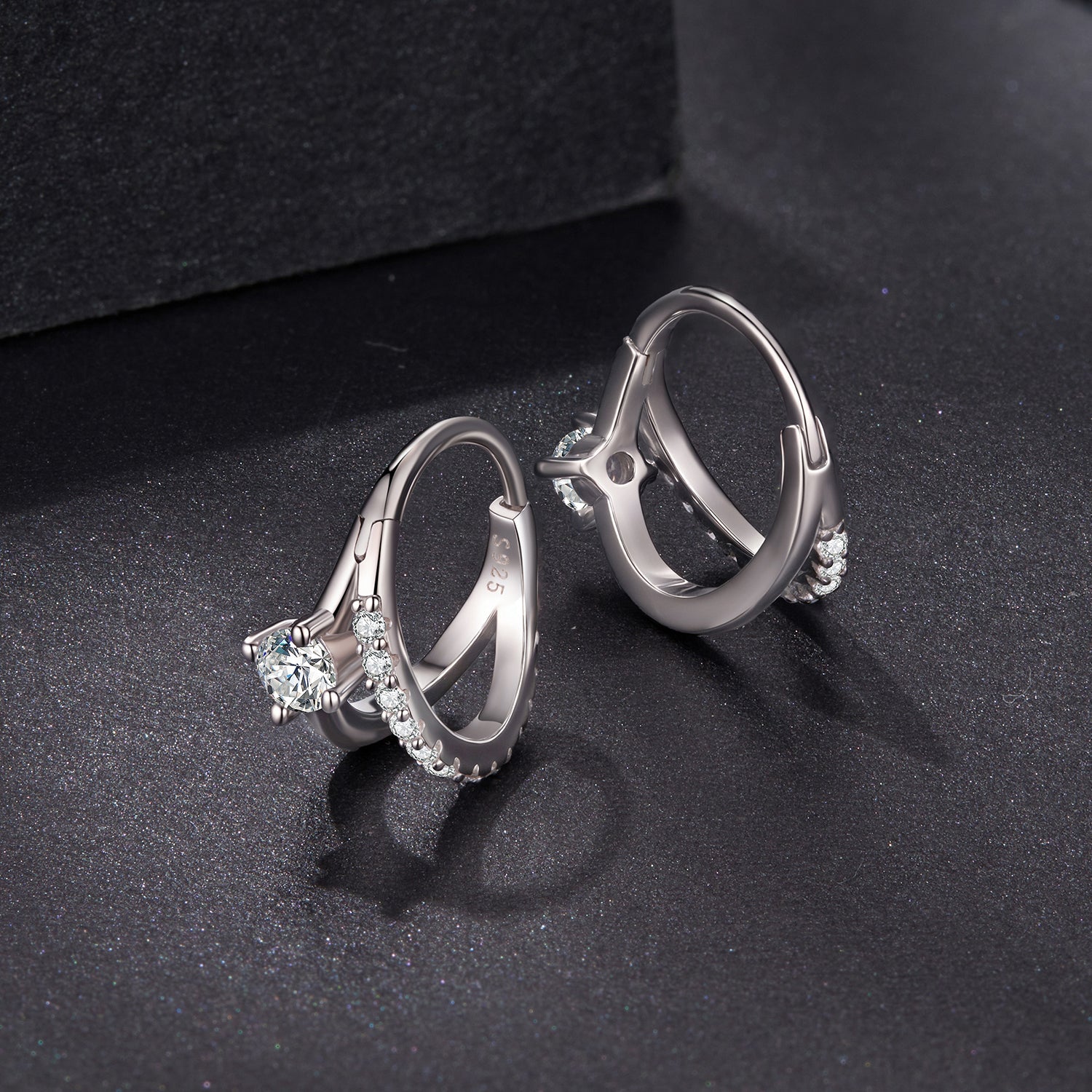 925 Sterling Silver Moissanite 0.3ct Earrings Size 1.2*0.6cm for Women