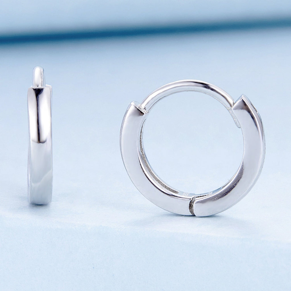 925 Sterling Silver Earrings for Women - Style A, 1.1x0.2cm, Platinum Plated