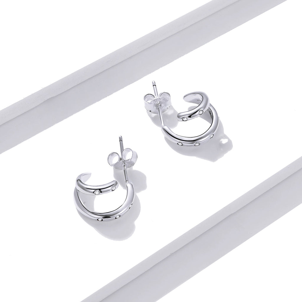 925 Sterling Silver Earrings with Pavé Setting CZ