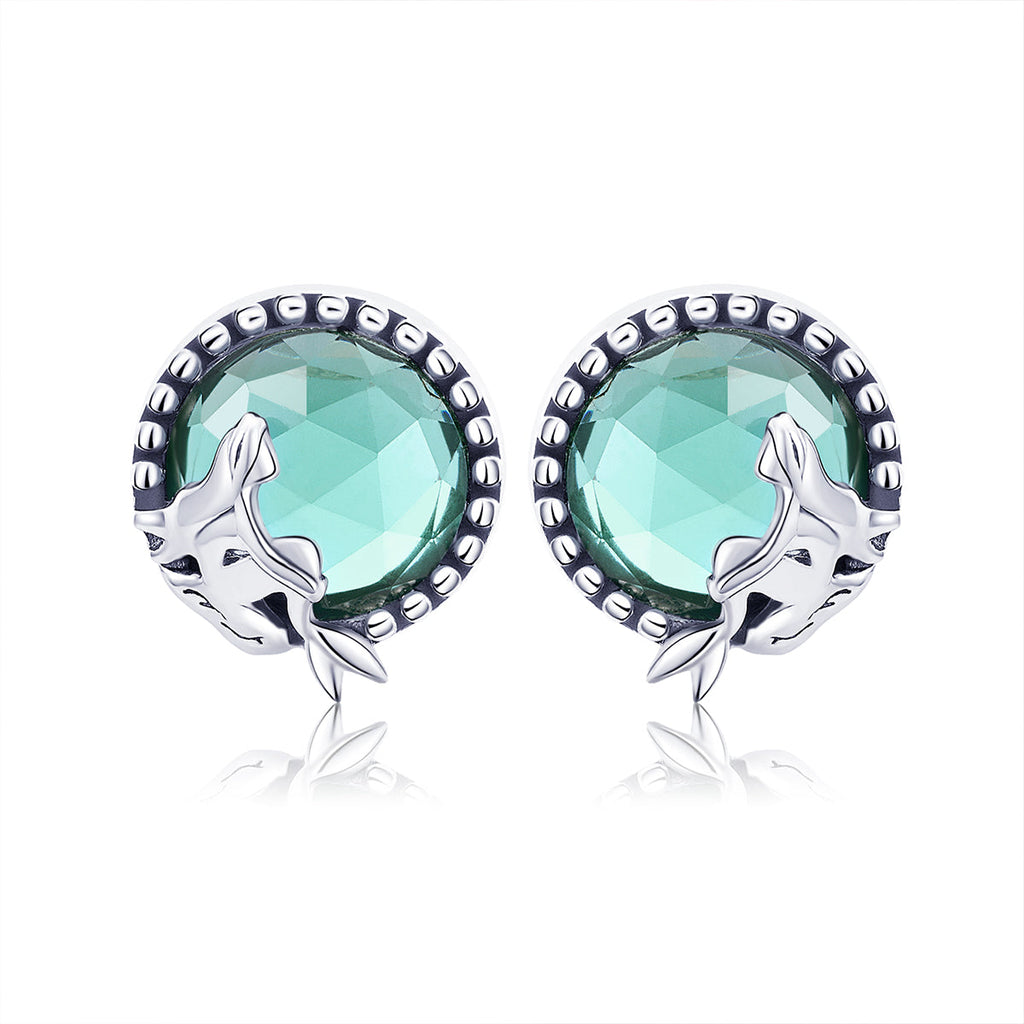 S925 Oxidized Silver Transparent Glass Earrings for Women