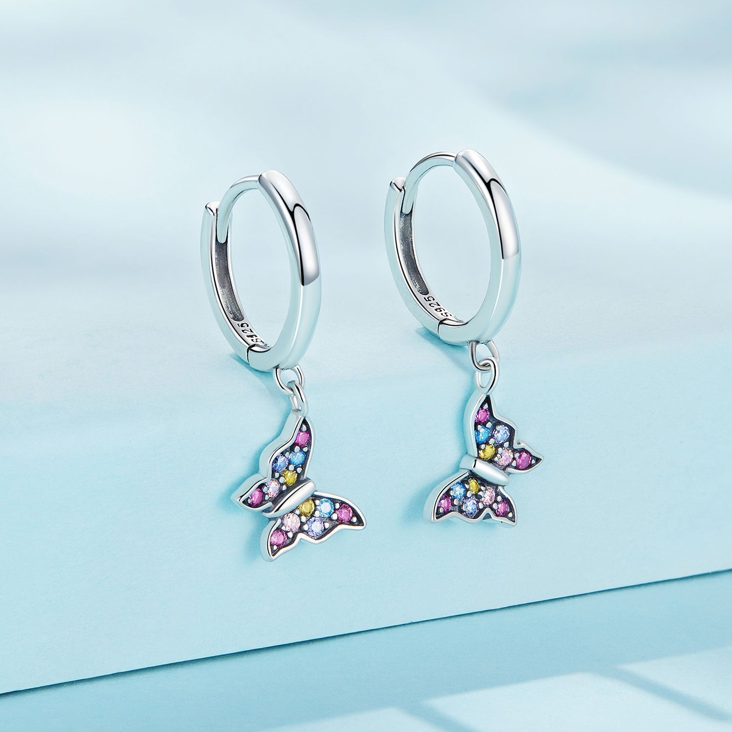 925 Sterling Silver Earrings with Pavé Setting CZ, 2.3*0.95cm, for Women