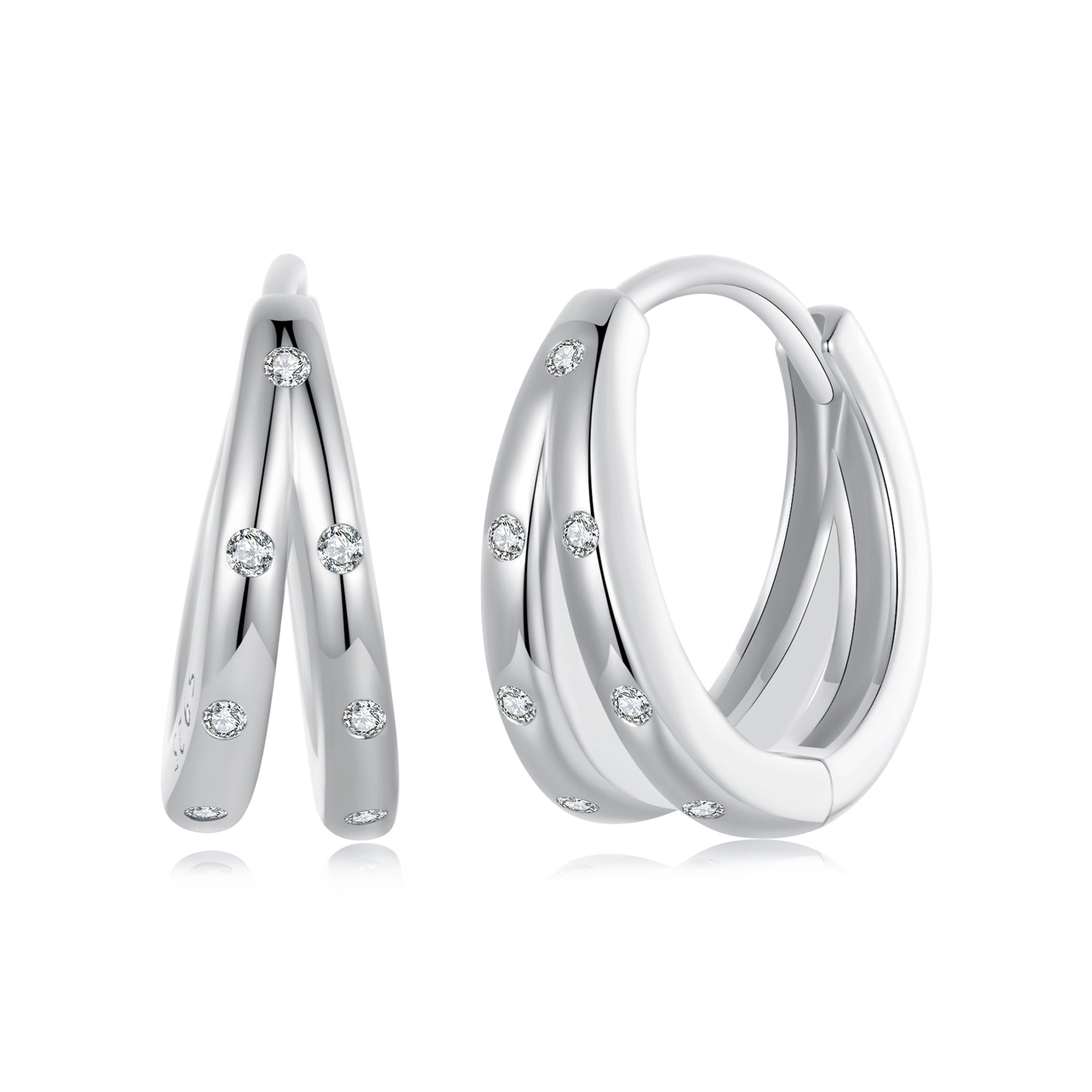 925 Sterling Silver Pavé Setting CZ Earrings for Women