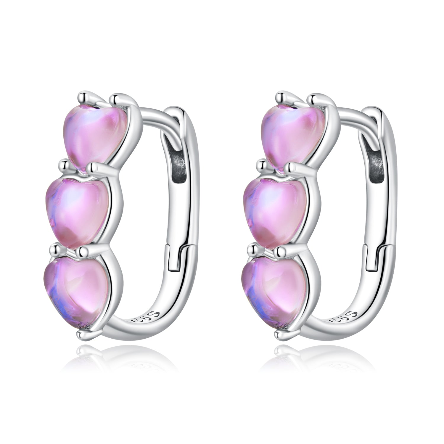 925 Sterling Silver Earrings with Transparent Glass for Women