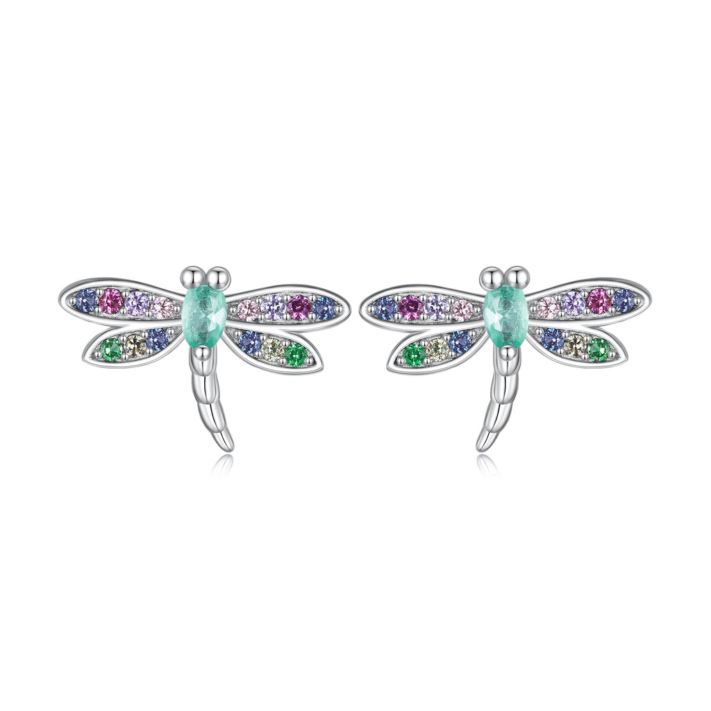 925 Sterling Silver Earrings with Pavé CZ and Transparent Glass