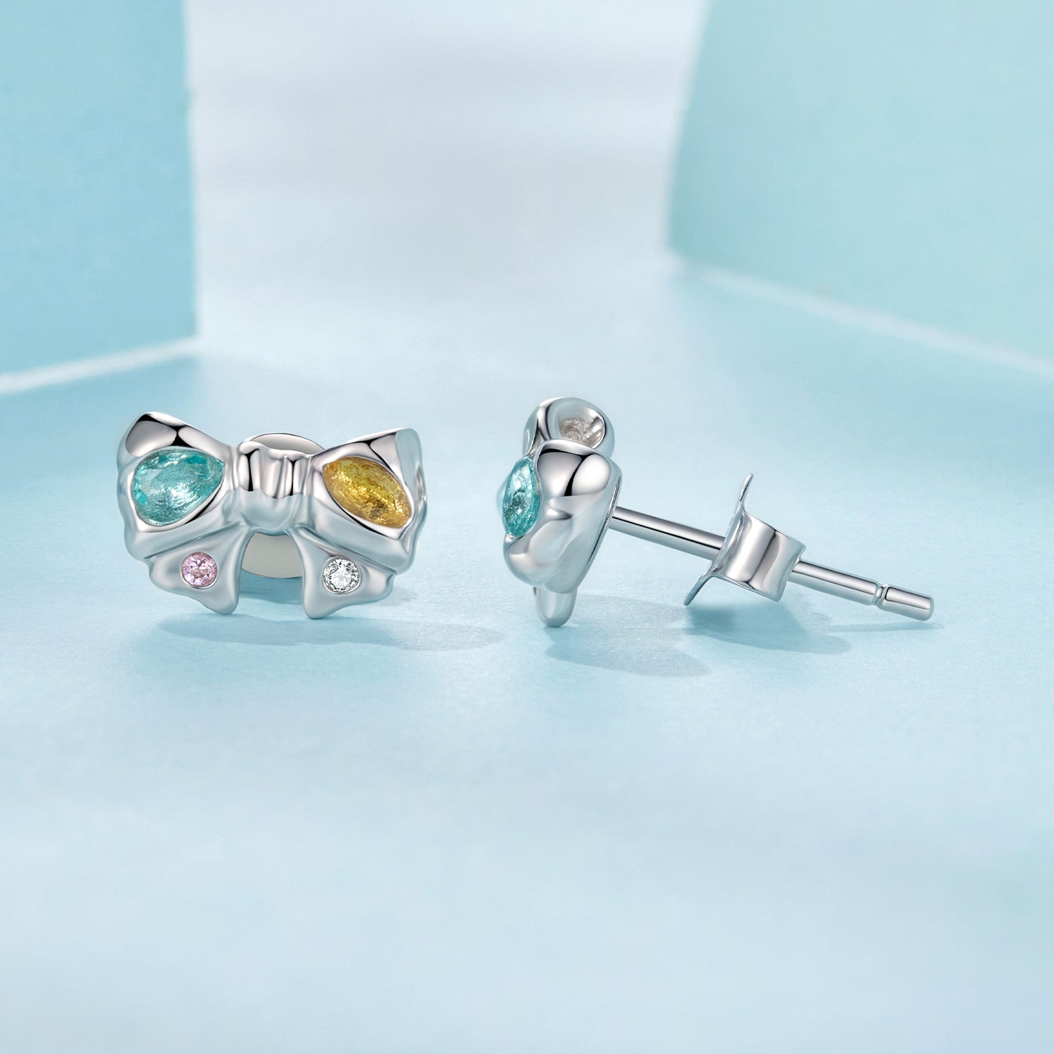 925 Sterling Silver Earrings with Transparent Glass and CZ for Women