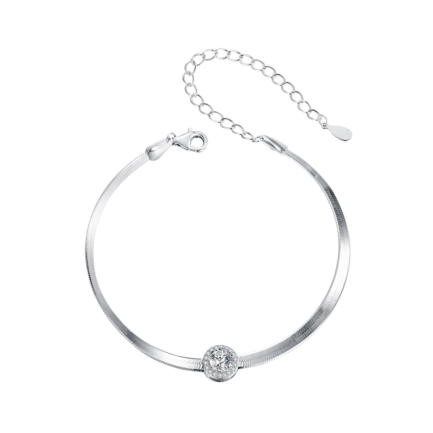925 Sterling Silver 5.0mm Moissanite Bracelet with White Gold Plating for Women