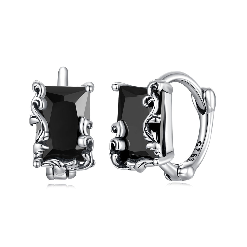 925 Sterling Silver Earrings with CZ and Oxidized Finish for Women