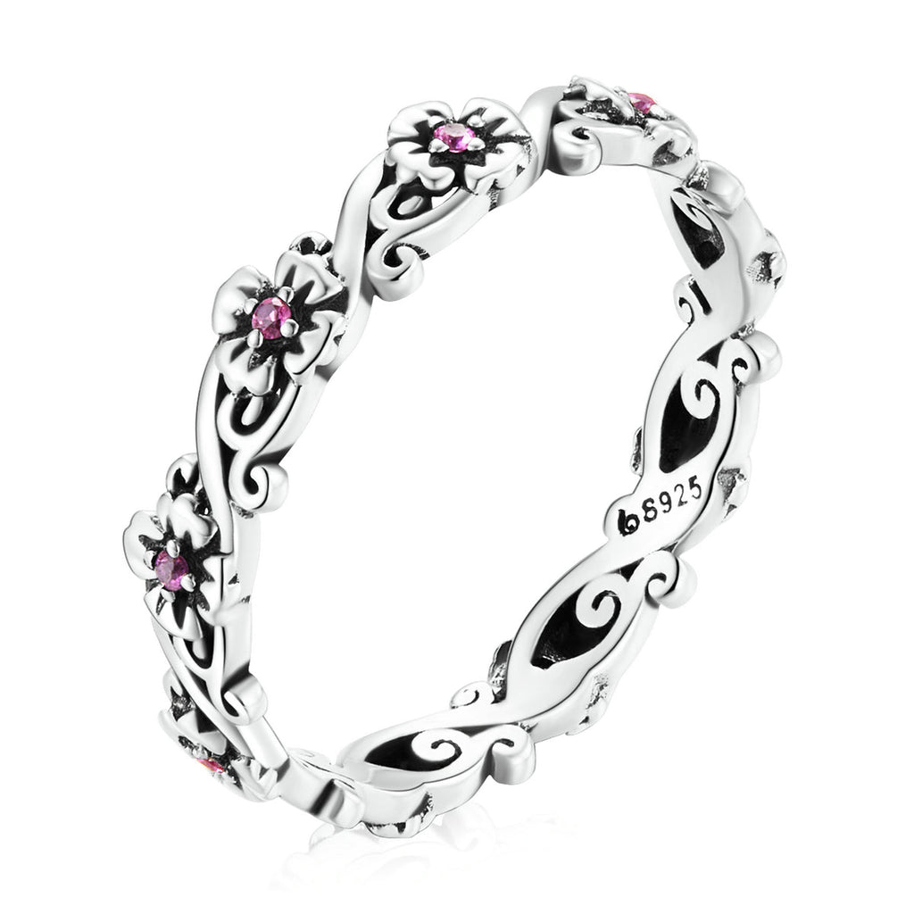 925 Sterling Silver Oxidized CZ Pavé Ring Size 6 for Women
