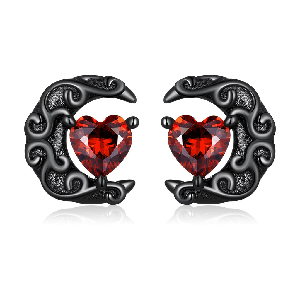 925 Sterling Silver Earrings with Pavé Setting CZ in Black Gold Plating
