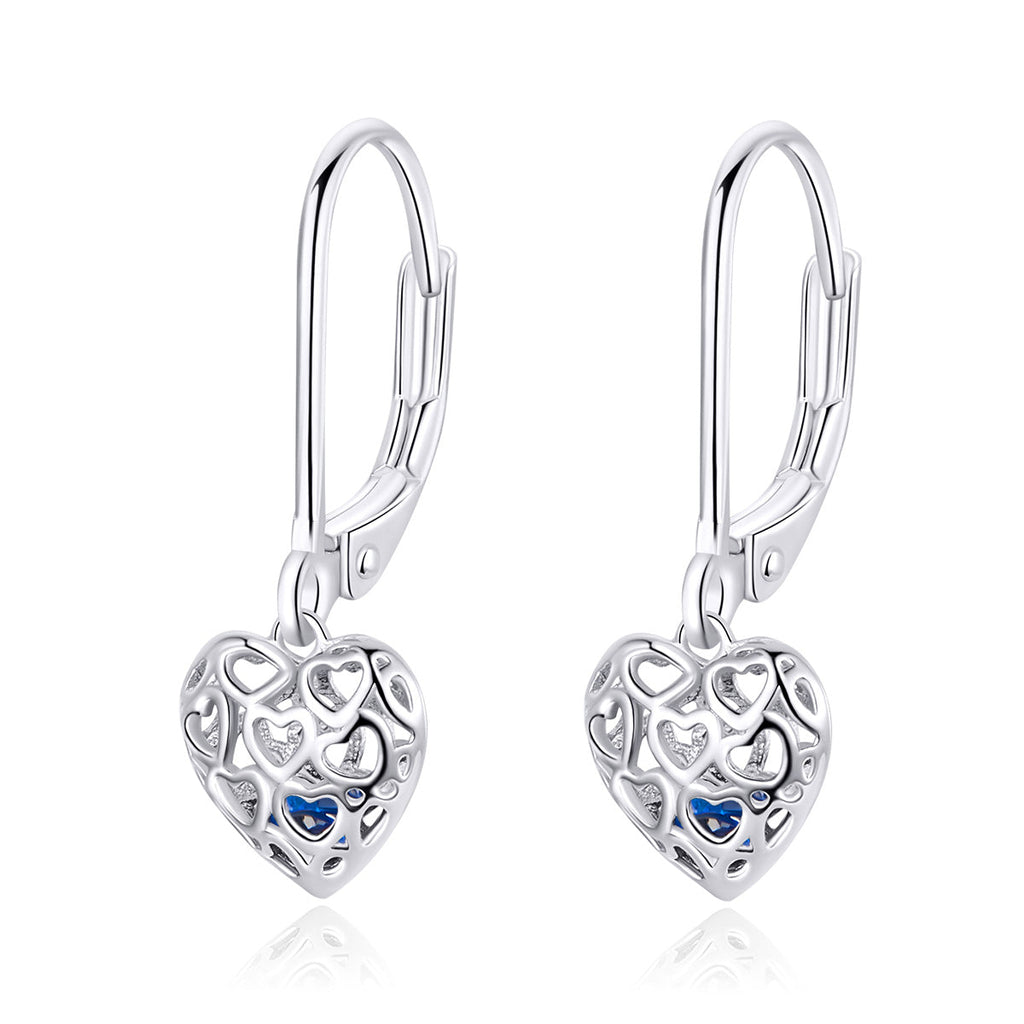 925 Sterling Silver Earrings with CZ and Platinum Plating, 2.3*0.8 cm