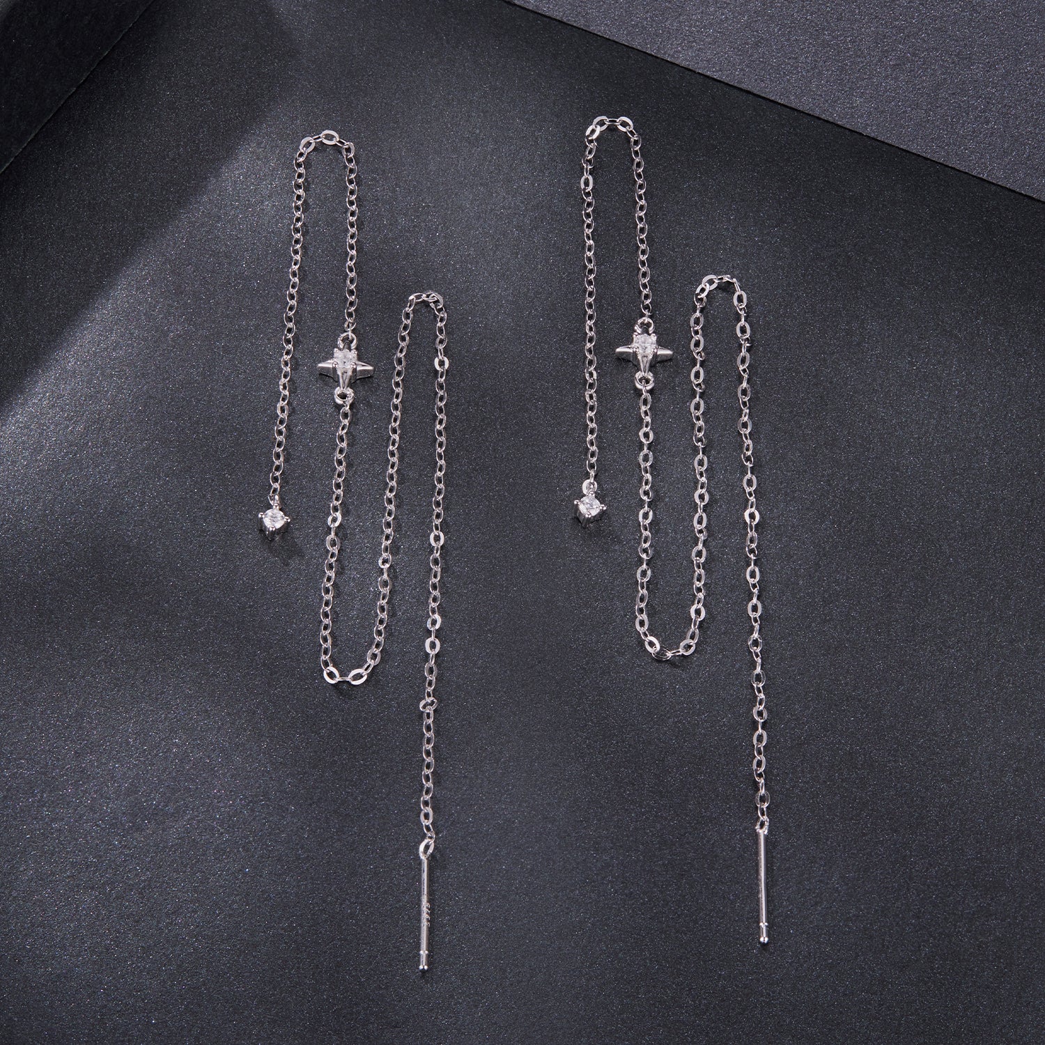 925 Sterling Silver Plated White Gold Moissanite Earrings 7cm for Women