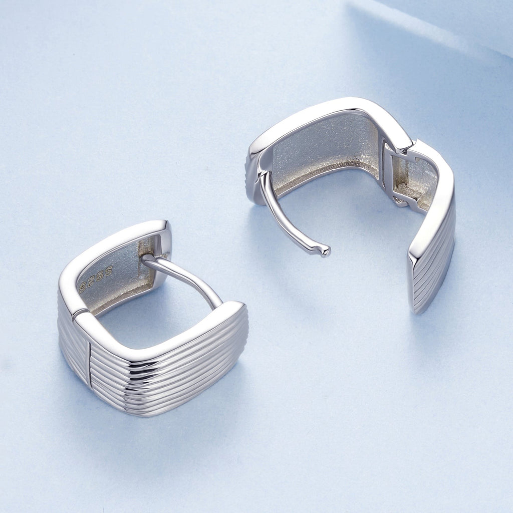 925 Sterling Silver Earrings for Women with White Gold Plating - 1.1cm x 0.7cm