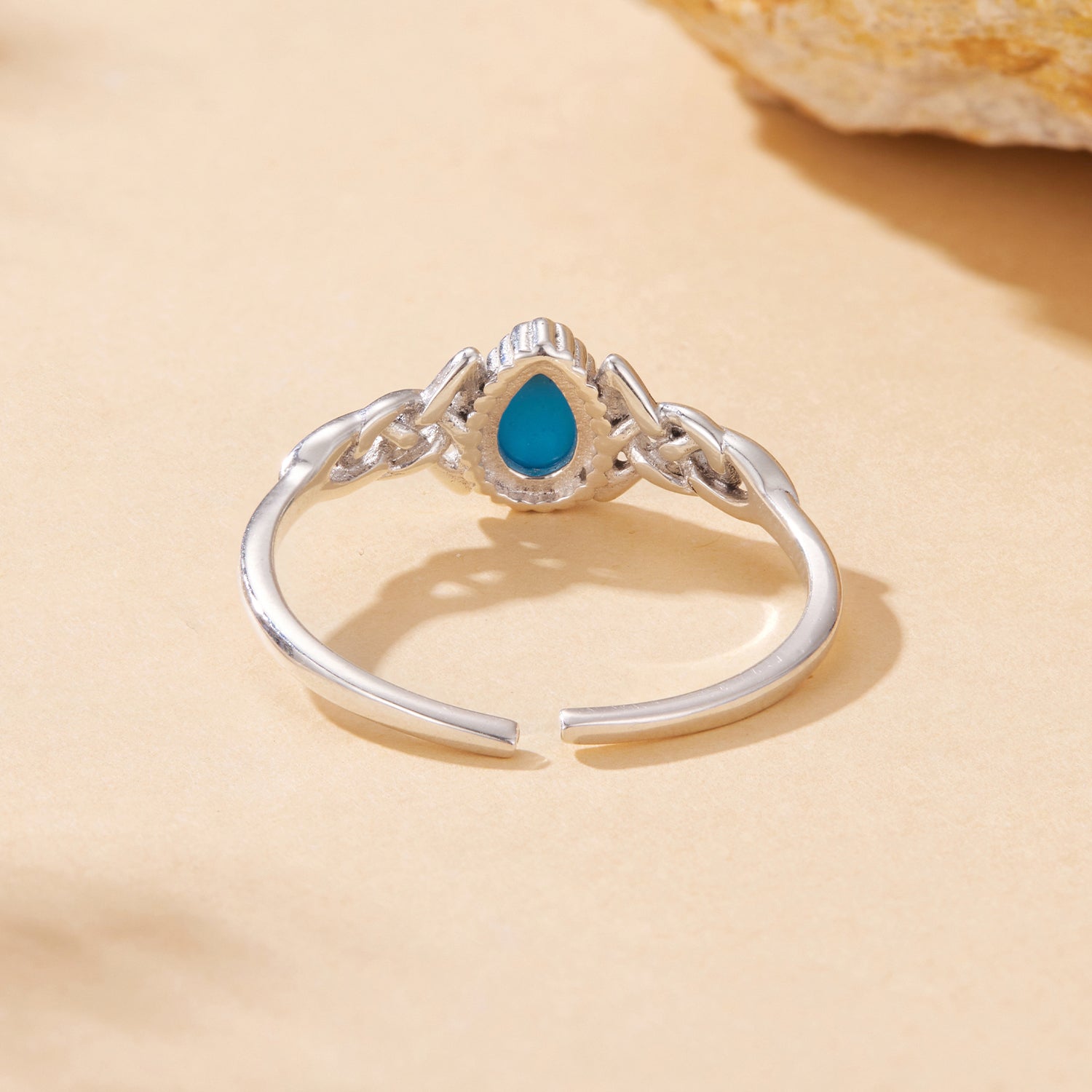 925 Sterling Silver Synthetic Turquoise Ring for Women