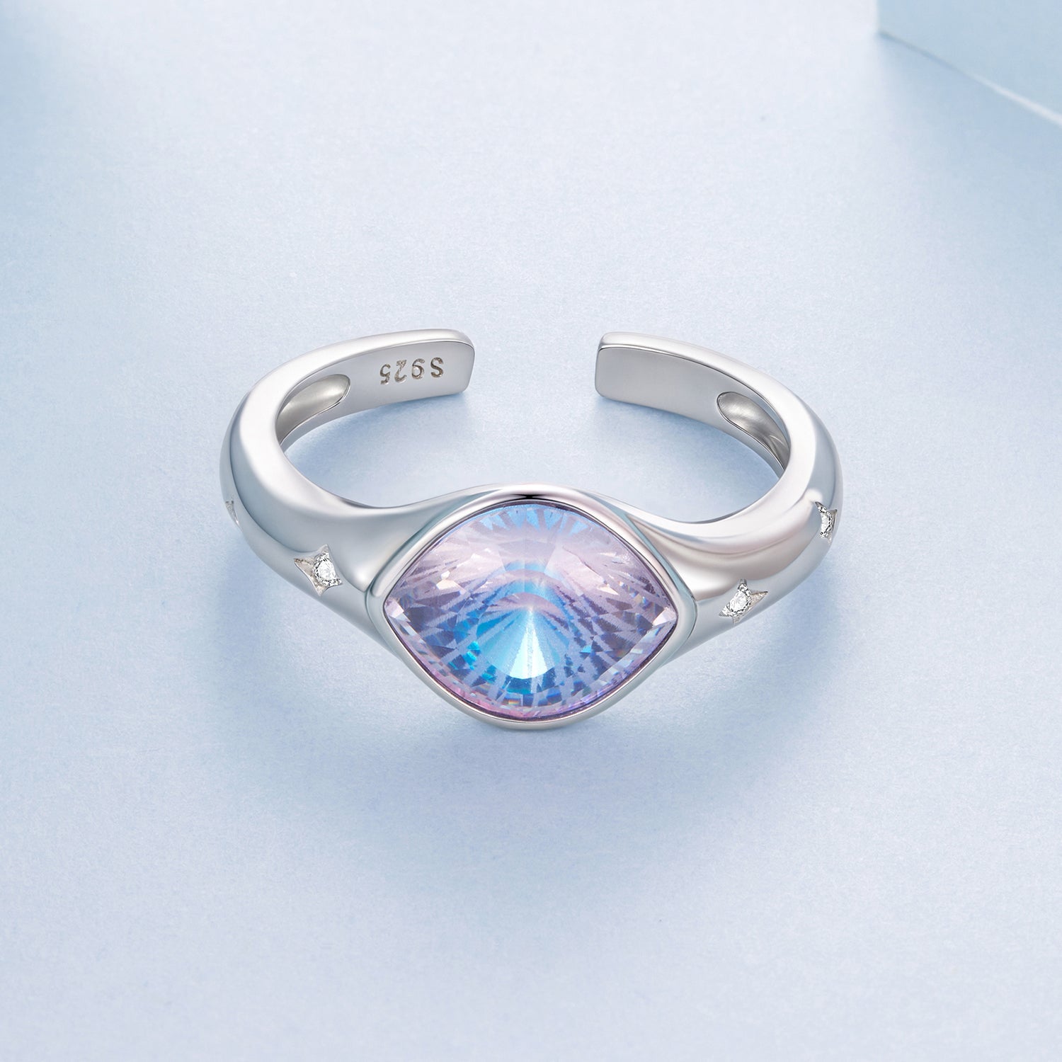 925 Sterling Silver White Gold Plated Pavé CZ Ring for Women
