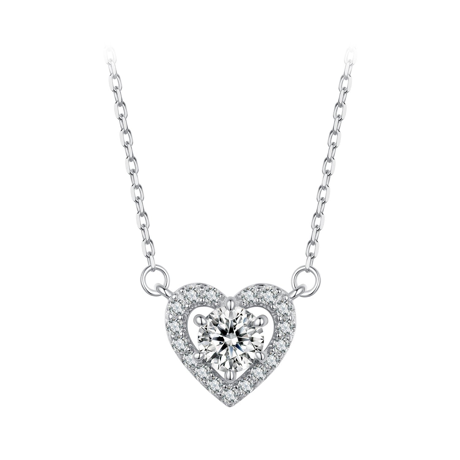 925 Sterling Silver Moissanite 0.5 Carat Necklace with CZ for Women