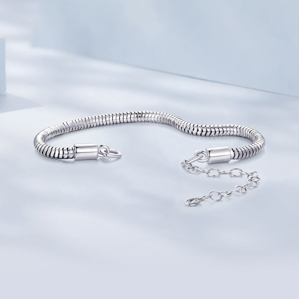 925 Sterling Silver Plated Platinum 140mm Chain Thickness 3mm Bracelet for Women