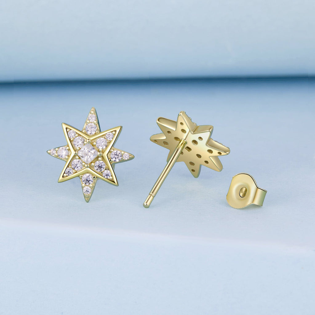 925 Sterling Silver Pavé Setting Gold Plated Earrings
