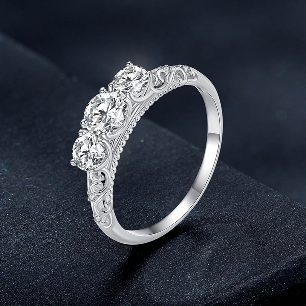 925 Sterling Silver Moissanite Pavé Setting Ring Size 6 for Women