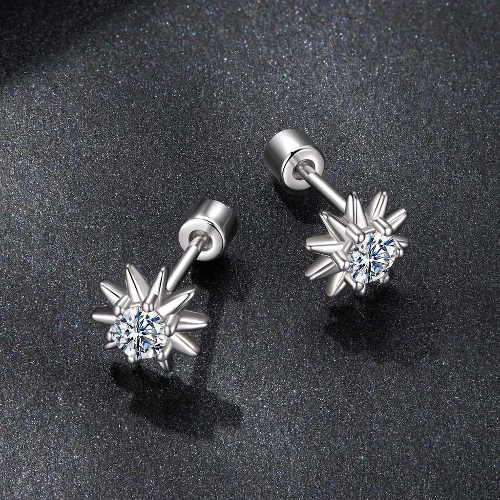 925 Sterling Silver Moissanite 0.10 Carat Earrings for Women - 0.7cm Size