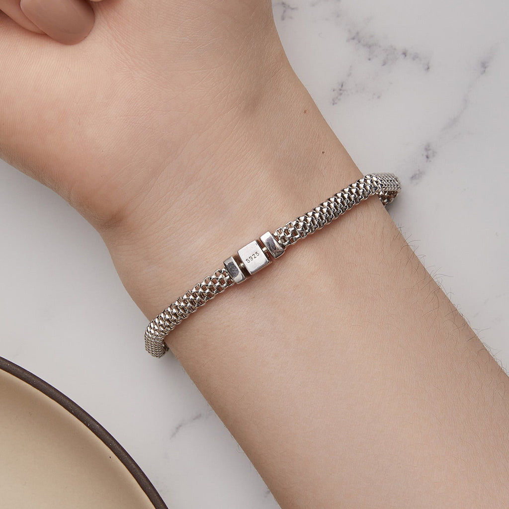 925 Sterling Silver Plated Platinum 17.0 Size Bracelet for Women