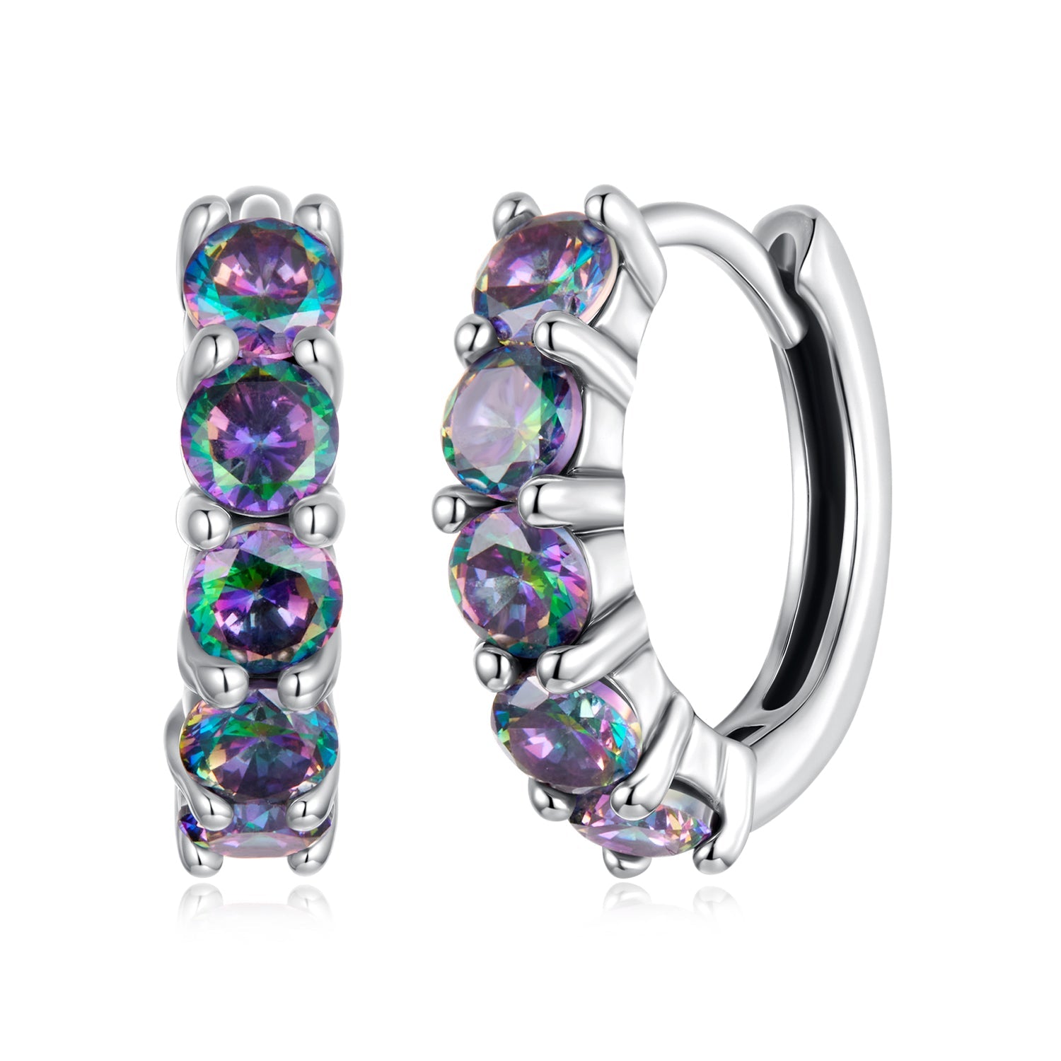925 Sterling Silver Earrings with Pavé Setting CZ in Oxidized Finish for Women