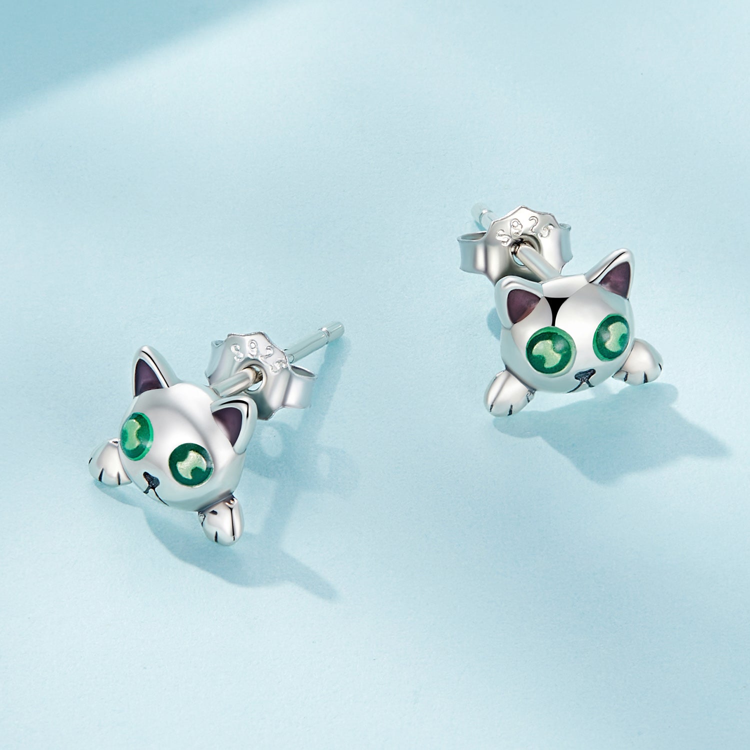 925 Sterling Silver Earrings with Enamel in Oxidized Finish