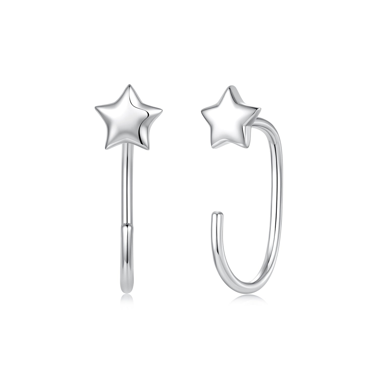 925 Sterling Silver Brass Earrings with White Gold Plating 1.4cm for Women