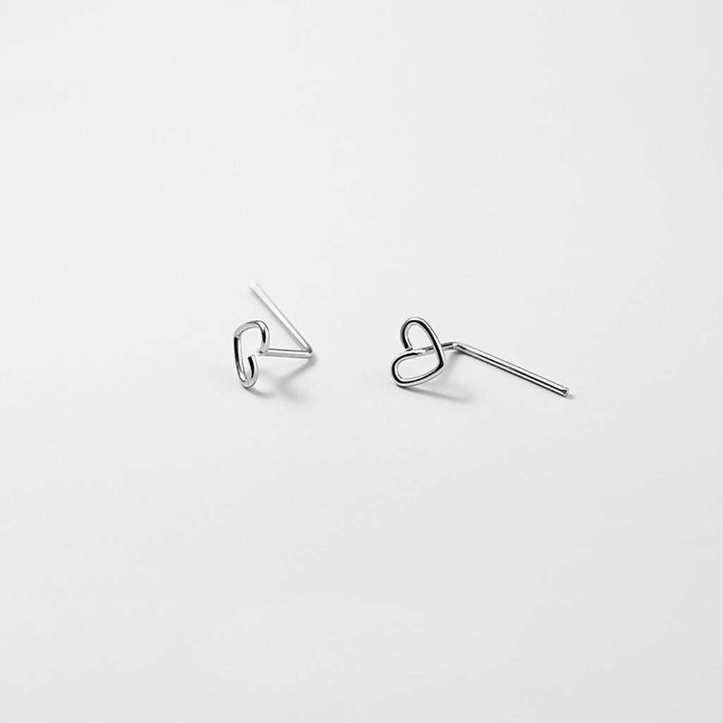 925 Sterling Silver Plated Platinum Earrings Love Size 0.4cm x 0.6cm for Women