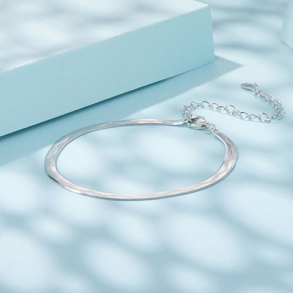 925 Sterling Silver Plated White Gold Bracelet for Unisex