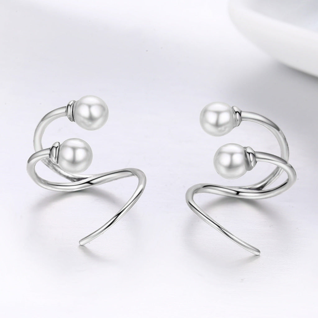 925 Sterling Silver Oxidized Earrings with Shell Pearl for Women