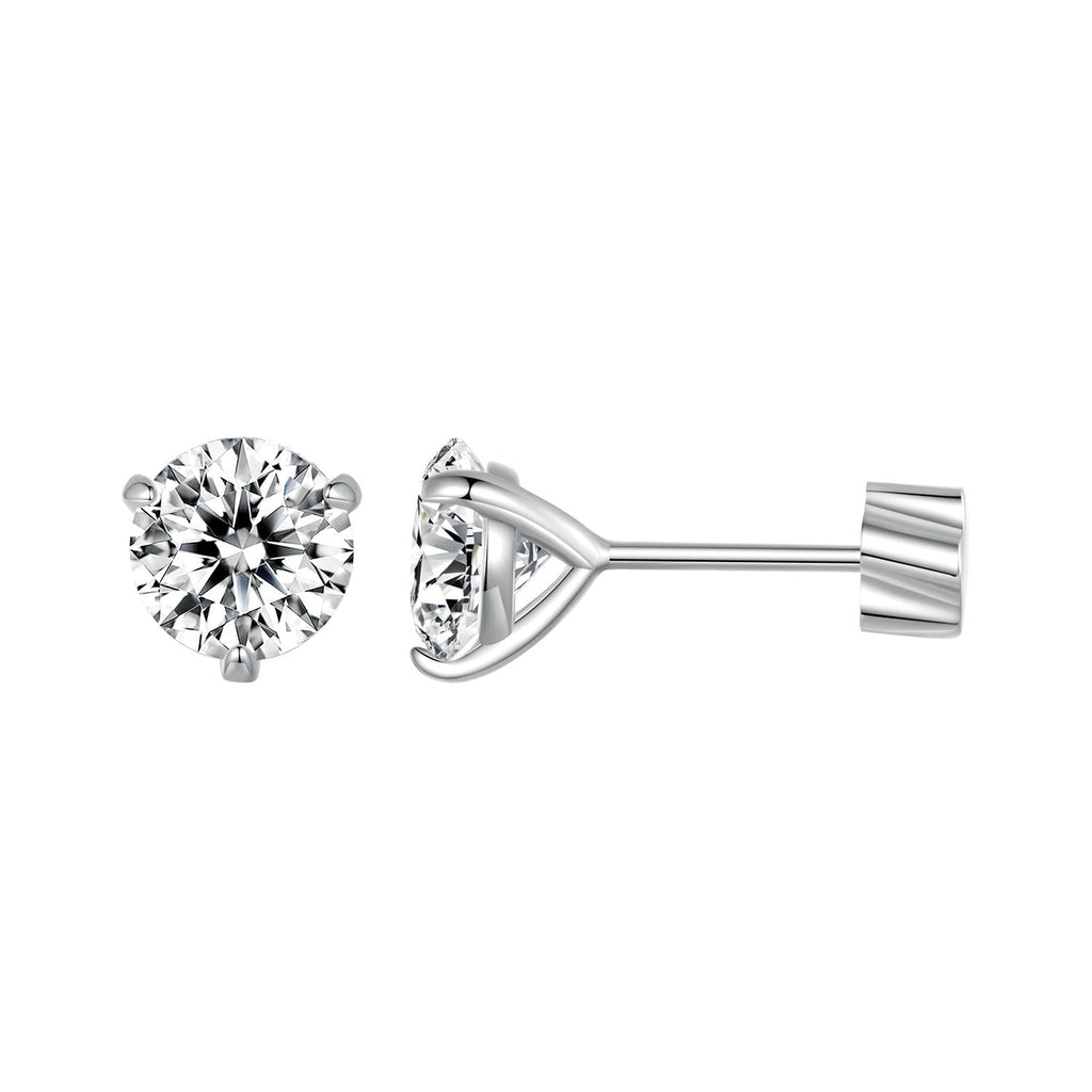 925 Sterling Silver Moissanite Earring 0.7cm White Gold Plated for Women