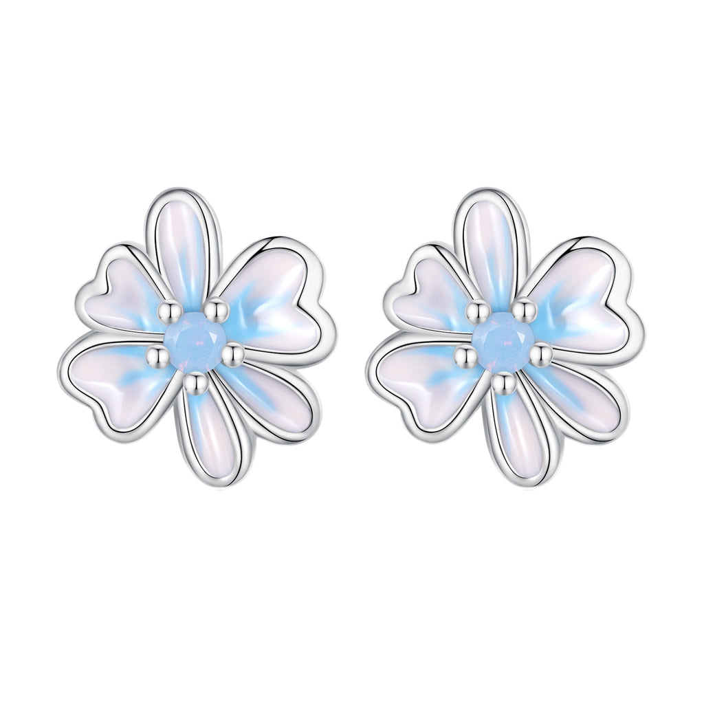 925 Sterling Silver Opal Nanometer Stone Enamel Earrings for Women