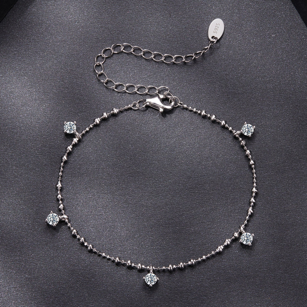 925 Sterling Silver & Moissanite Bracelet for Women - 15+6cm, Plated White Gold