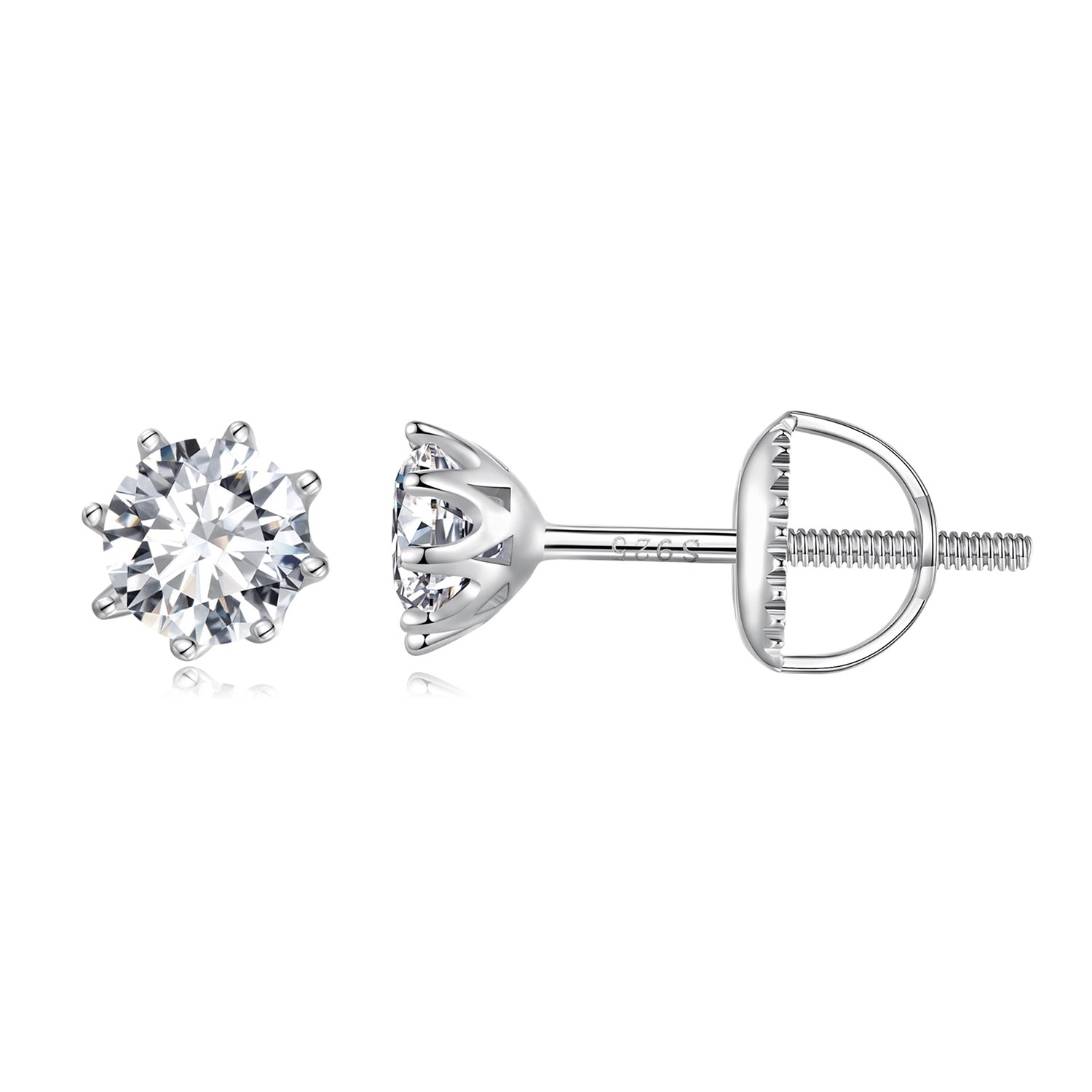 S925 Silver 0.5 Carat Moissanite Earrings 6.0mm for Women