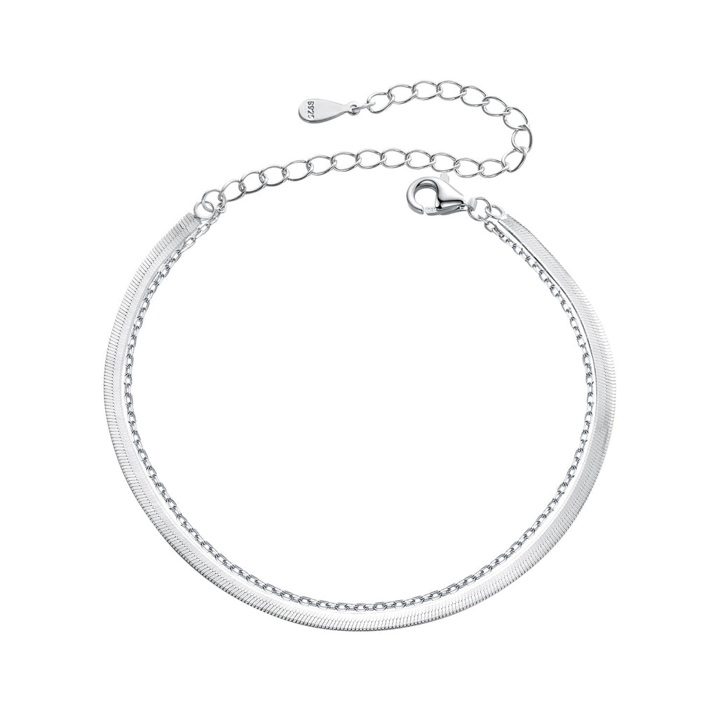 925 Sterling Silver 15+6cm White Gold Plated Bracelet for Women
