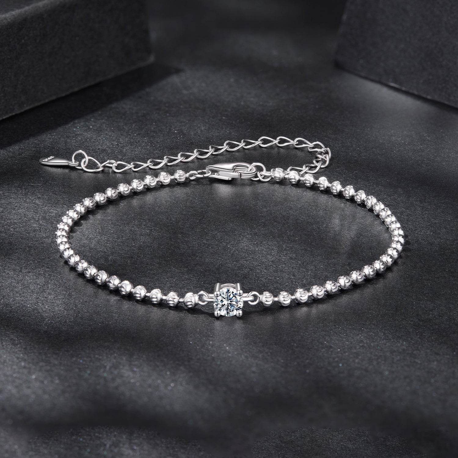 925 Sterling Silver Moissanite Bracelet 15+6cm with White Gold Plating for Women