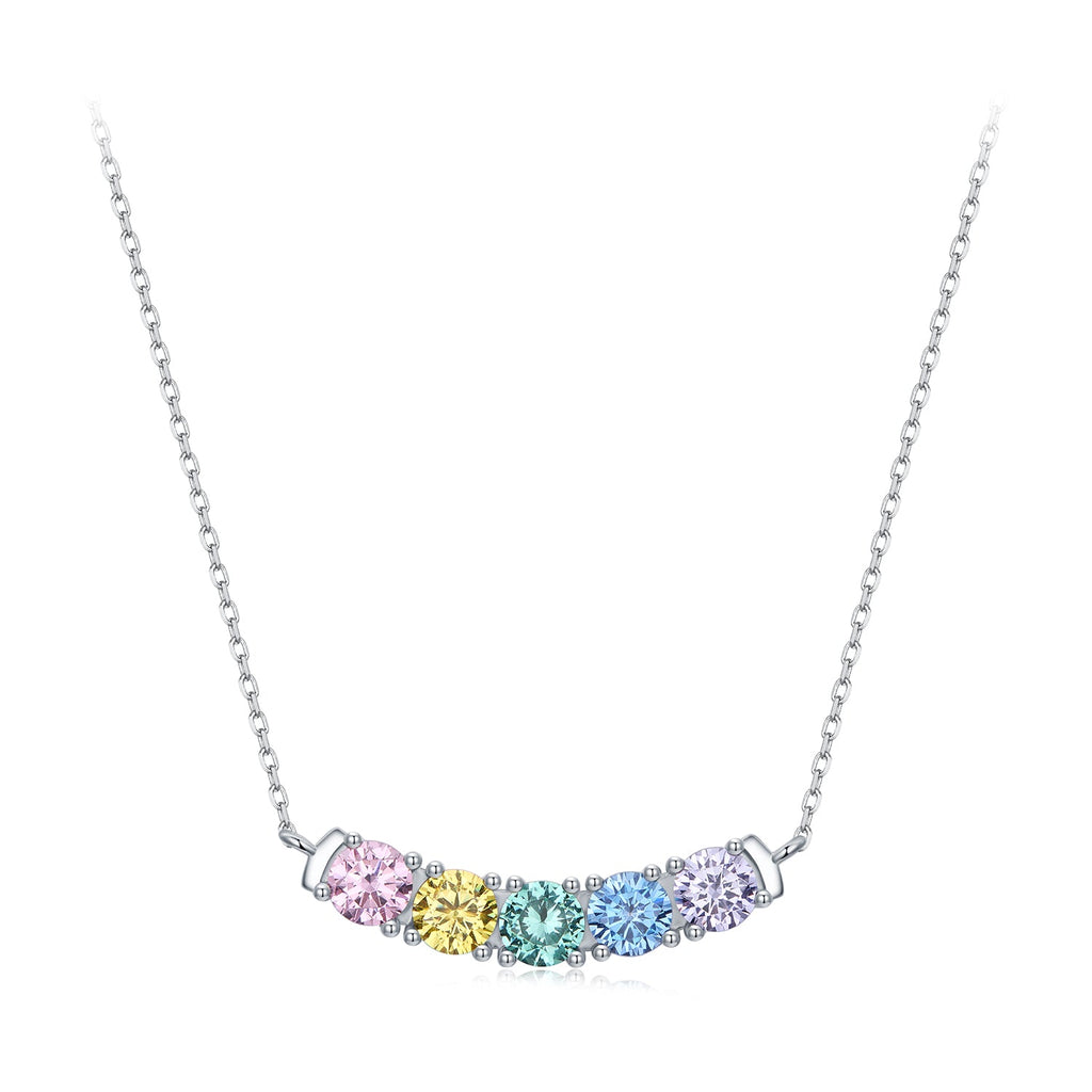 925 Sterling Silver White Gold Plated 40+5cm Necklace with Pavé Setting CZ for Women